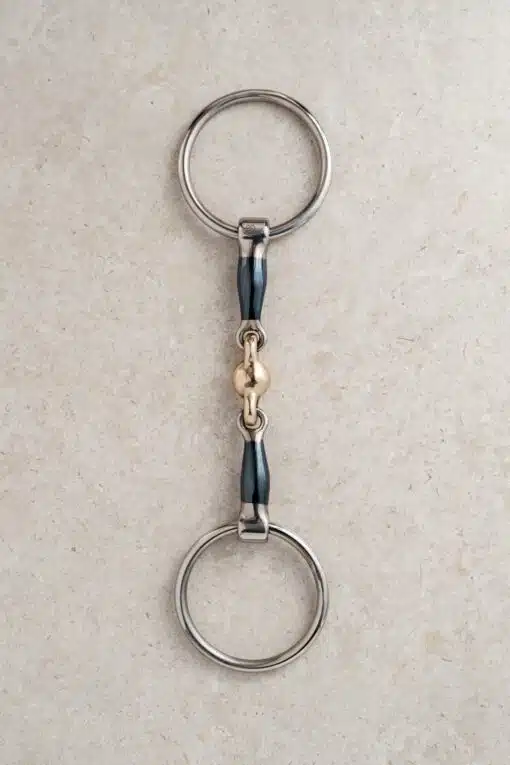 Bocca Bits Blue Sweet Iron Loose Ring Snaffle with Brass Romeo 1