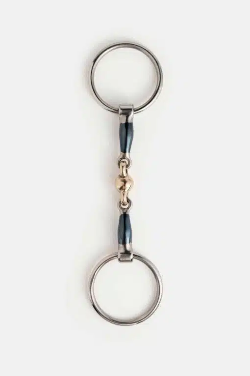 Bocca Bits Blue Sweet Iron Loose Ring Snaffle with Brass Romeo 3