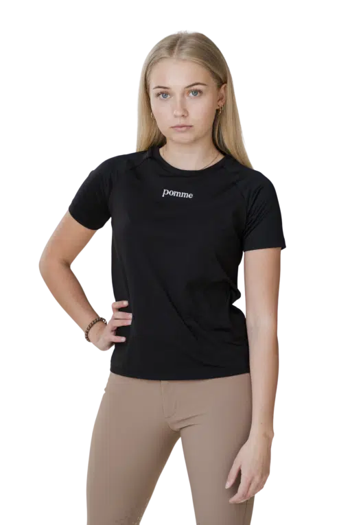 Pomme Women's T-shirt Tee - Sporty and flexible shirt with mesh sleeves, lightweight fabric, and ventilated design. Pomme naiste T-särk - Sportlik ja mugav särk võrgust-varrukatega, kergest kangast ja ventilatsioonilise disainiga. Camiseta para mujer Pomme - Camiseta deportiva y flexible con mangas de malla, fabricada en tejido ligero y con diseño ventilado.