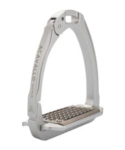 Acavallo Arena Aluplus 2.0 turvajalused – anodeeritud alumiiniumist, roostevaba terasest tallaga ja küljelt avaneva mehhanismiga.