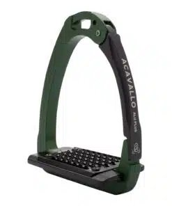 Acavallo Arena Aluplus 2.0 turvajalused – anodeeritud alumiiniumist, roostevaba terasest tallaga ja küljelt avaneva mehhanismiga.