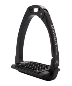 Acavallo Arena Aluplus 2.0 turvajalused – anodeeritud alumiiniumist, roostevaba terasest tallaga ja küljelt avaneva mehhanismiga.