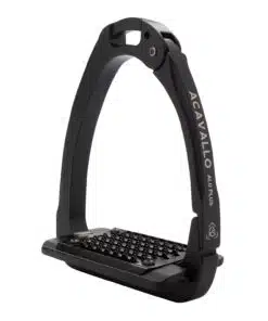 Acavallo Arena Aluplus 2.0 turvajalused – anodeeritud alumiiniumist, roostevaba terasest tallaga ja küljelt avaneva mehhanismiga.