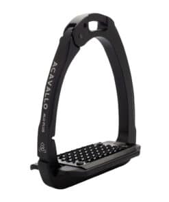 Acavallo Arena Aluplus 2.0 turvajalused – anodeeritud alumiiniumist, roostevaba terasest tallaga ja küljelt avaneva mehhanismiga.