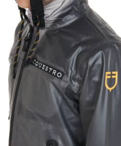 Equestro laste tuulekindel kapuutsiga vihmajope – läbipaistev, veekindel ja unisex mudel ratsutamiseks.