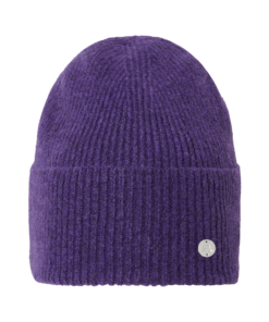 Mountain Horse Lind Beanie müts halli, musta, sinise, tumesinise ja lilla värviga – soe ja stiilne talvemüts volditava serva ja hõbedase MH embleemiga.