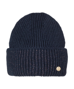 Mountain Horse Sparkle tumesinine müts pehme akrüüli–villa segu, helkiva lurex lõnga ja MH logoga.